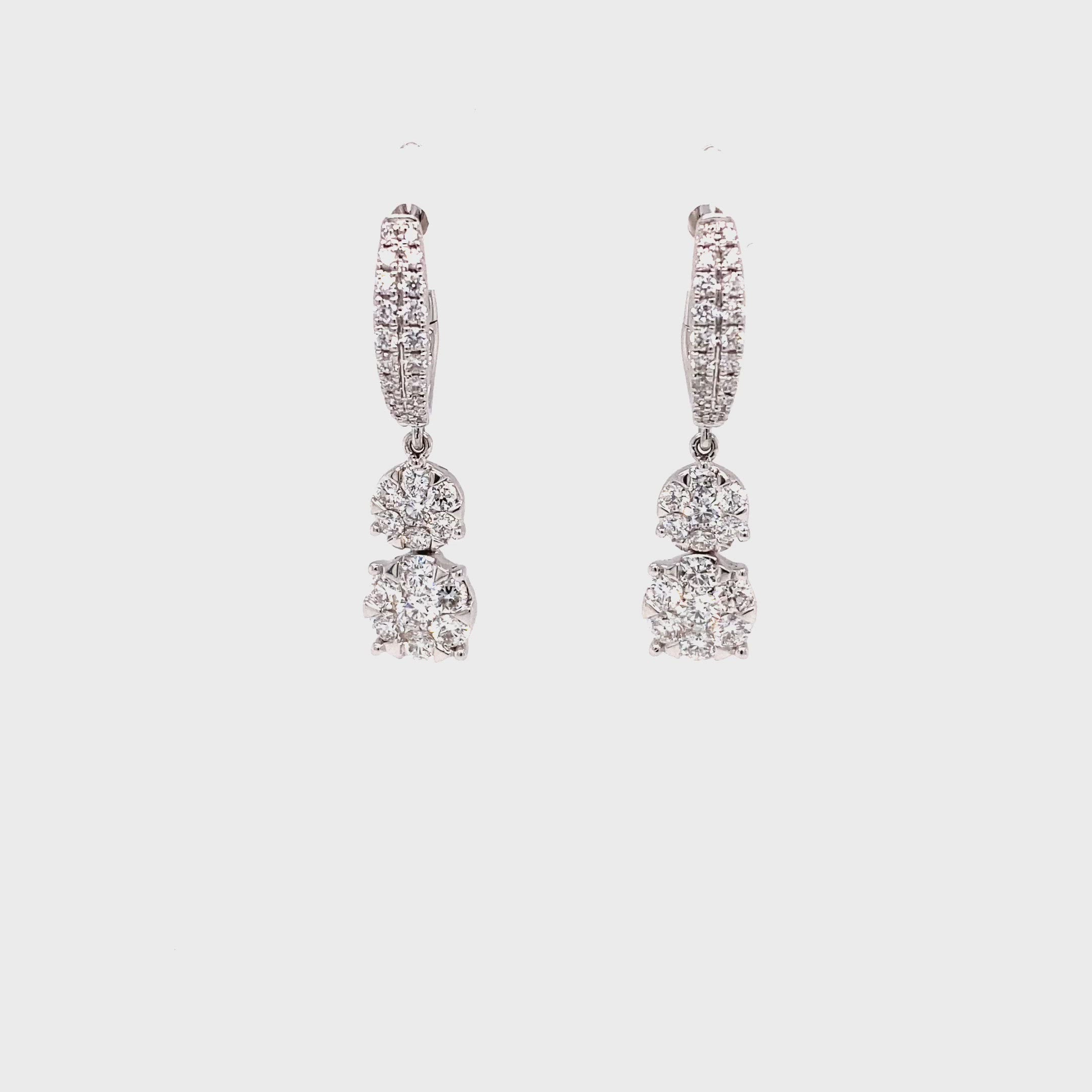 Cami Hoop and Dangle Earrings in 18k white gold with diamonds